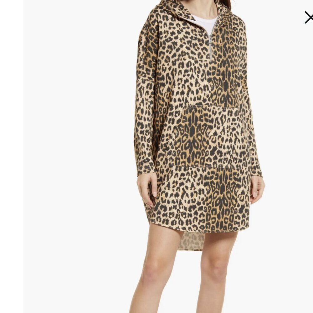 All Saints Xonda Animal Print Hoodie Dress